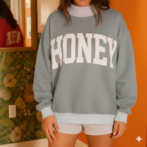 Women Long Relaxed Fit Oversized Mockneck Sweatshirt Casual Winter <b>Top</b> Front Logo Minimal Street Fashion for Cozy Daily Wear - Product Image 1