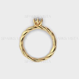 Anillo de diamante de oro de 10K 14K 18K con diseño de cuerda trenzada de calidad superior | Anillo de compromiso solitario para Mujer | Proveedor de joyería B2B - Product Image 4