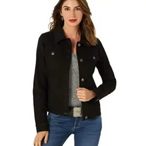 Veste en jean décontractée à manches longues pour femmes, vente en gros, respirante, faible MOQ, chaude, élégante, de la meilleure qualité, bouton vintage personnalisé - Product Image 5