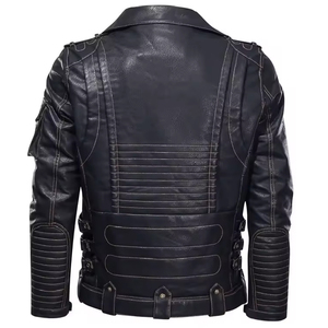 Best Selling Hot Sale <b>Genuine</b> Black <b>Leather</b> Motorbike <b>Jacket</b> Custom-Made New Fashion Heavy Duty <b>Leather</b> Motorcycle Winter <b>Jacket</b> - Product Image 2