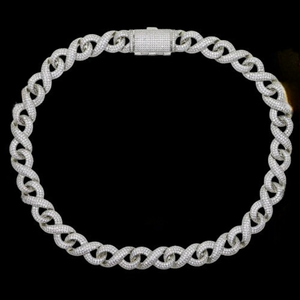 Collar de Cadena Cubana de Lujo Plateado con Incrustaciones de Diamantes de Imitación Moissanite, Estilo Hip Hop, Joyería de Estilo Rapero - Product Image 1