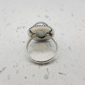Bague en argent sterling 925 pour femme à la mode faite à la main pierre de naissance délicate pierre de lune arc-en-ciel naturelle avec perle de diamant - Product Image 3