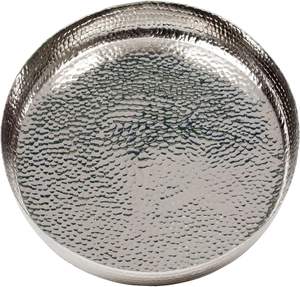 Decorative Round Textured Aluminum Centerpiece Tray Round Hammered Thali Food Serving Tray Food Contact <b>Safe</b> - Product Image 1