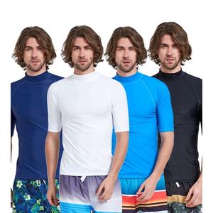 Camisas deportivas de alto rendimiento de color liso de manga corta Rash Guard Compression Fit de tela elástica transpirable en Venta barata - Product Image 5