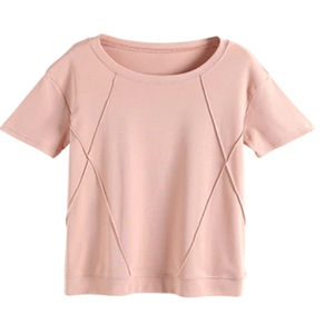 Camisetas de algodón con estampado de verano personalizado para mujer, cuello redondo, manga corta, alto, transpirable, ajustado, estilo informal, suave, sólido, Jersey con logotipo - Product Image 1