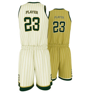 ชุดเสื้อเจอร์ซีย์และกางเกงขาสั้นเสื้อบาสเก็ตบอลแขนกุดพิมพ์ลายทางพร้อมกางเกงขาสั้นแห้งเร็วออกแบบได้ตามต้องการ - Product Image 4