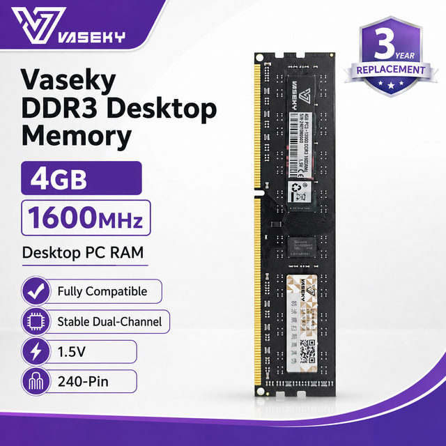Vaseky DDR3 8GB 4GB 1600MHz ECC Stock Desktop RAM PC3-12800 240PIN DIMM System Upgrade Stable Gaming Memory