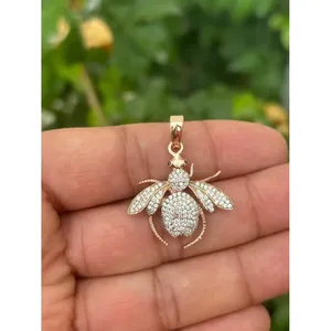Pendentif abeille en argent 925, charmes et pendentifs de luxe en diamant - Product Image 1