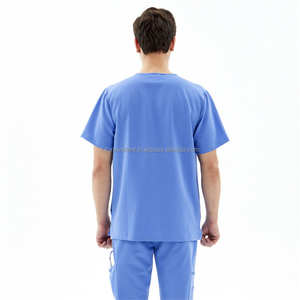 Hombres de alta calidad Scrubs Doctor uniforme médico de enfermería Scrubs para hombres de manga corta con cuello en V suave Spandex verano Hospital Scrubs - Product Image 6