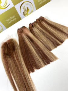 Venta al por mayor Bonestraight Vietnam Paquetes y Pelucas de Cabello Humano con Super Doble Dibujado Virgen HD Encaje Cierre Suizo Color Piano - Product Image 6