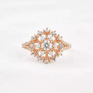 แหวนหมั้นเพชรมอยส์ซอไนต์สำหรับผู้หญิงแหวนทอง14K สำหรับงานแต่งงานของขวัญครบรอบปีที่โรแมนติกสำหรับห้องปฏิบัติการ - Product Image 2