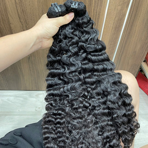 Extensiones de cabello Remy vietnamita virgen de tendencia caliente Paquetes de trama rizados birmanos crudos Extremos de cabello dibujados dobles - Product Image 2