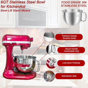 Kit de remplacement pour batteur sur socle personnalisé, bol mélangeur en acier inoxydable 6QT avec poignée, compatible lave-vaisselle, pour <span class=keywords><strong>Kitchenaid</strong></span> - Product Image 3