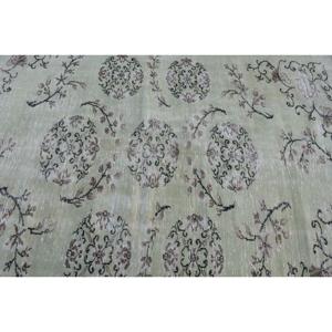 Tapis turc vintage 5,1x7,8 pi (155x238 cm), tapis vert et marron à bordures - Product Image 4