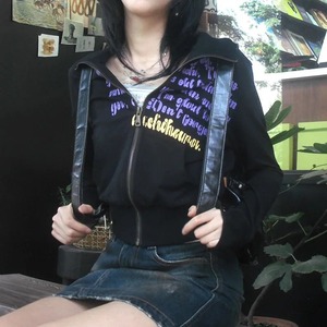 เสื้อครอปแจ็คเก็ตวินเทจฮาราจูกุเสื้อโค้ทตัวสั้นพิมพ์ลายตัวอักษรย้อนยุคอเมริกันเสื้อกันหนาวมีซิปเสื้อแจ็กเก็ตแนวกรันจ์คุณภาพสูงสุด - Product Image 6