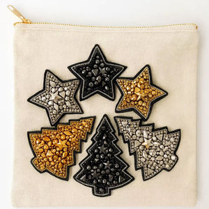 Mini pochette de voyage en nylon à fermeture éclair, motif Père Noël perlé 2026, petite trousse de toilette vintage avec chaîne, motif visage de Père Noël festif - Product Image 2