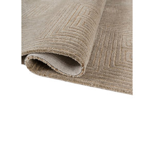 Alfombra de Lana y Viscosa Tejida a Mano Acar Green, Diseño Geométrico Abstracto, Rectangular, con Rayas, Jacquard para el Hogar, Tod-45052, 4m - Product Image 2