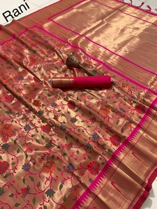 Sareos de seda Zari pura de calidad estándar, diseño tradicional indio, ropa para Festival, de proveedor indio - Product Image 3