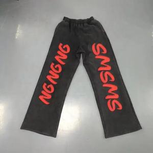 Alta calidad personalizado Puff estampado pesado ácido lavado francés Terry Flare apilado pantalones de chándal de gran tamaño en blanco Jogger pantalones para hombres - Product Image 4