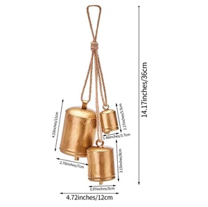Campanas de vaca Vintage de Metal de nuevo diseño, campana colgante de cuerda de yute hecha a mano, campanas de vaca de la suerte rústicas de oro antiguo - Product Image 4
