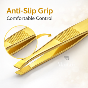 Pinzas de Depilación de Acero Inoxidable Doradas de Lujo, Punta Inclinada, Precisión, Antiestáticas, Duraderas, Herramienta de Belleza para Eliminar el Vello - Product Image 4