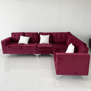 Contemporary L-Shaped Corner <b>Sofa</b> Set SFL68028 2.6m X 1.6m with Red PU Fabric Tufted Extendable Home Furniture <b>Sponge</b> Filling - Product Image 3