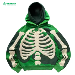 Qualité supérieure 400 grammes coton polaire basique goutte épaule Boxy Crop hommes sweats à capuche détresse broderie patchs sweats - Product Image 5