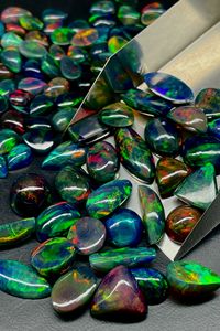 7-9 MM Noir Opale Cabochon Bonne Qualité Multi Flashy Opal Cabochon Lot, Mix Forme Noir Welo Opale Pour La Fabrication De Bijoux - Product Image 4