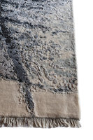 Handgeknüpfter abstrakter Teppich mit Kohle-Flecken-Muster aus Wolle und Tencel, hochflorig, dick, modern, fusselfrei, schmutzabweisend, mit Latex-Rücken für das Wohnzimmer