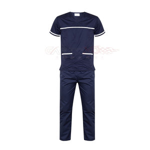 Lightweight High Quality Unisex <b>Scrub</b> Suit in Denim Comfortable Short Sleeve Top and Pants Plain Color Customizable - Product Image 1