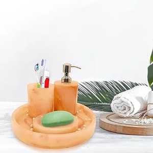 ชุดห้องน้ำเรซิ่นสไตล์แฟนซีพร้อมจานสบู่วัสดุไม้ไผ่พรีเมี่ยมสำหรับห้องน้ำที่ทันสมัยอุปกรณ์ตกแต่งบ้าน - Product Image 1