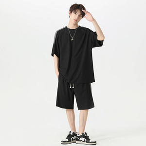 Men's Summer Short Sports <b>Suit</b> Fashion Short Sleeve Men s T Shirt and Shorts Set for Men Customized Solid Colour - Product Image 1