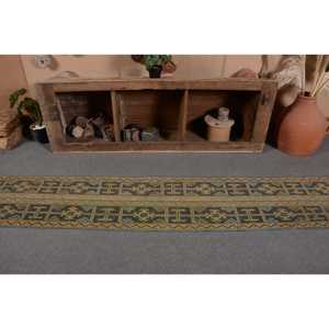 Village Green Classic Área grande 1,6 X 9.7ft Alfombra amarilla Vintage Lana turca Látex Rectángulo Patchwork para pasillo Alfombra de habitación - Product Image 4