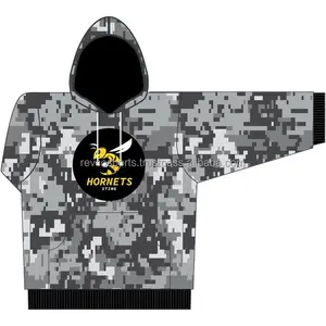 OEM Vente en gros Sweats à capuche personnalisés pour hommes Camouflage gris Sweat à capuche camouflage Pullover Sweatshirts avec capuche Sublimation hommes Hoodies