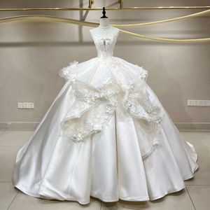 Vestido <span class=keywords><strong>de</strong></span> Novia <span class=keywords><strong>de</strong></span> Lujo Jancember JFH107, Estilo Princesa, Satinado, con Apliques Florales 3D en Capas, 2026 - Product Image 1