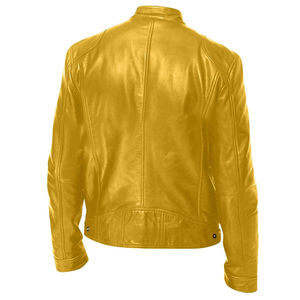Chaqueta de motociclista para hombre de piel auténtica personalizada al por mayor, chaqueta de motociclista antibacteriana con cierre de cremallera informal de otoño con soporte acolchado clásico - Product Image 3