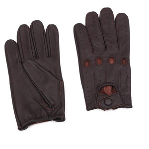 Guantes deportivos de seguridad para conductores con cuero genuino Color personalizado Dedo completo Cierre de botón transpirable - Product Image 3