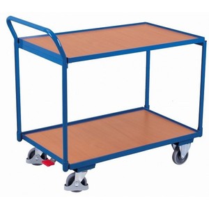 Variofit Industrial <b>Table</b> Trolley with 2 Load Levels 250 kg Capacity Four-<b>Wheel</b> Thermoplastic Rubber Tires SW-500 - Product Image 1