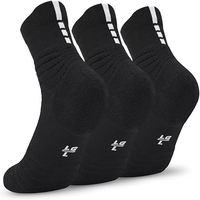 Chaussettes de sport courtes pour hommes, en coton épais, absorbant la transpiration, anti-odeurs, pour la course à pied, le basketball, le badminton, noir et blanc