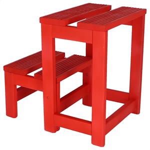WELL HOME Sgabello a 2 gradini in legno con finitura rossa 32x23x40 cm - Product Image 5