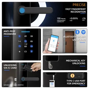 NeweKey kunci pintu Digital WiFi pintar, kunci pintar layar wajah mata kucing otomatis sepenuhnya