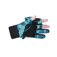 Gants de pêche demi-doigts à impression par sublimation, isolés, avec fermeture auto-agrippante, pour la pêche en plein air et la protection des mains