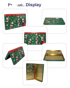 Latas de hojalata verde oscuro navideñas con relieve, hechas con materiales reciclados, aptas para alimentos, características personalizables - Product Image 3