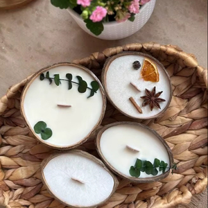 Bougies en coquille de noix de coco écologiques faites à la main 2025 brillant décor à la maison et cadeaux de vacances fournitures de Noël - Product Image 1