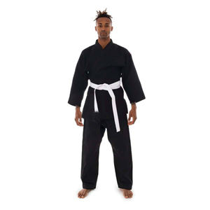 Combinaison de lutte noire, ensemble de kimono d'arts martiaux, extensible, respirant, léger, en coton, pour hommes et femmes - Product Image 1