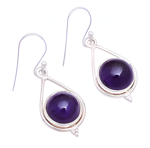 Purple Amethyst Gemstone Cab 925 <b>Sterling</b> <b>Silver</b> <b>Dangle</b> <b>Earrings</b> Ear Wire Fancy Romantic Jewelry for Women for Parties Gifts - Product Image 4