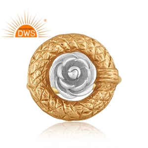 Anillo apilable con diseño de Rosa chapado en oro de 18 quilates, joyería fina Demi, el último diseño hecho a mano - Product Image 2