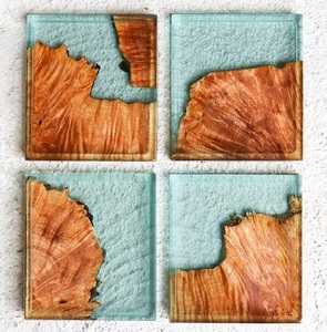 Sous-verres artisanaux en bois et résine époxy de qualité supérieure avec des conceptions uniques pour la maison et le bureau Sous-verres en pierre de style moderne - Product Image 3