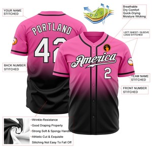 Jersey de béisbol de moda personalizado Rosa blanco-negro - Product Image 2