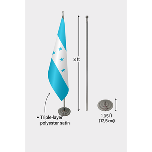 Drapeau officiel d'Honduras pour intérieur, imprimé numériquement, avec mât en aluminium en soie et polyester - Product Image 6